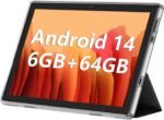 Android Tablet, 10.1 inch Android 14 Tablets 6GB RAM 64GB ROM 1TB Expand, 1280x800 IPS HD Touchscreen,6000mAh Battery, Bluetooth, Dual Camera, GMS, WiFi (Black)