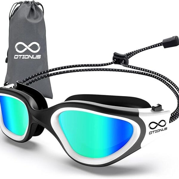 Swim Goggles, Polarized Adult Swimming Goggles Bungee Strap No Hair Pulling Anti-fog Pool Goggles for Men Women