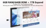 Android Tablet, 10.1 inch Android 14 Tablets 6GB RAM 64GB ROM 1TB Expand, 1280x800 IPS HD Touchscreen,6000mAh Battery, Bluetooth, Dual Camera, GMS, WiFi (Black) - Image 3