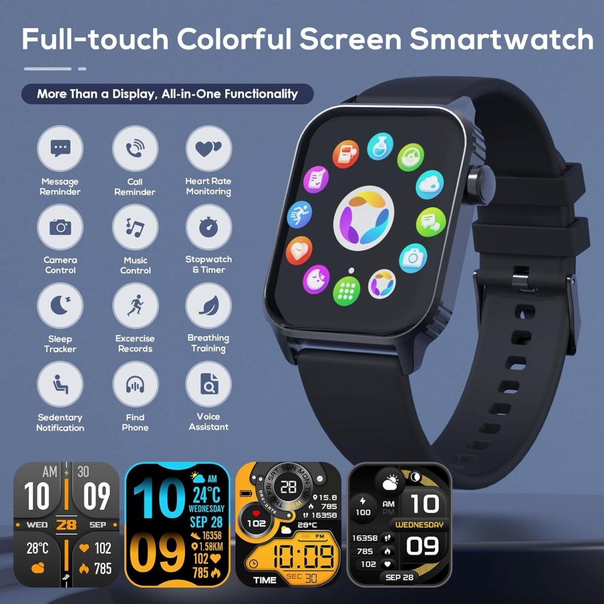 Smart Watches for Men and Women, 1.83" HD Screen, 90 Sports Modes, Heart Rate Monitor, Sleep Tracking, IP67 Waterproof, Bluetooth Call & Music Control Smartwatch – Image 3