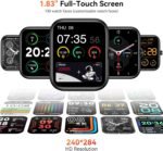 ⁦Smart Watch with Alexa Built-In – 1.83" HD Touchscreen Bluetooth Calling Fitness Tracker, IP68 Waterproof, 120+ Sports Modes, Heart Rate & Sleep Monitor, Compatible with iPhone & Android (Black)⁩ - الصورة ⁦5⁩