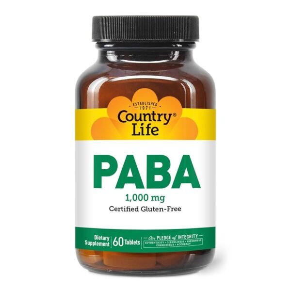 Country Life PABA – Gluten-Free, Halal Certified, Vegan-Friendly Dietary Supplement