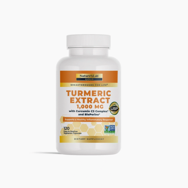 Nature's Lab Gold Turmeric Extract with Curcumin C3 Complex and BioPerine - 120 Capsules