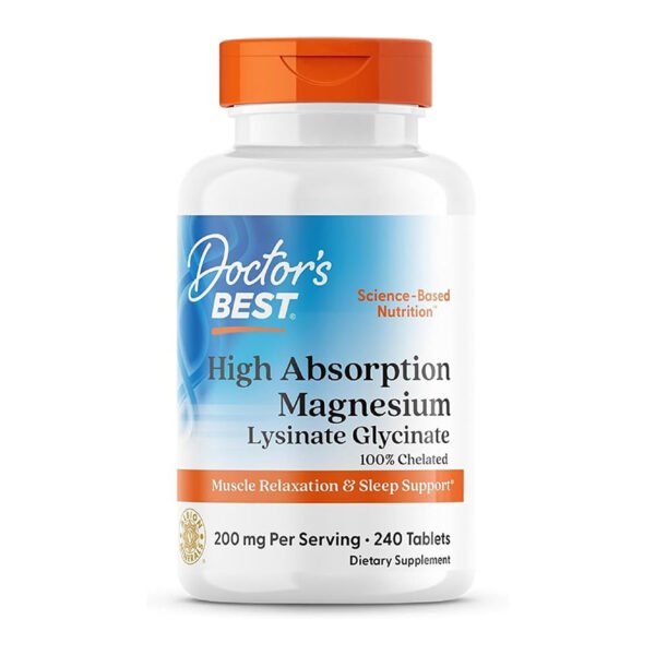 Doctor’s Best High Absorption Magnesium 200 mg – Lysinate Glycinate Chelate