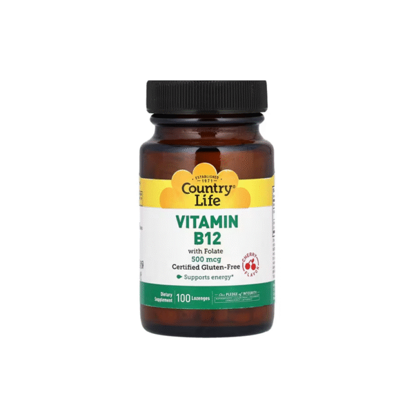 Vitamin B12 500 mcg with Folic Acid – Energy, Heart & Red Blood Cell Support
